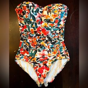 Anne Cole Signature Sunset Floral Bandeau One Piece Strapless